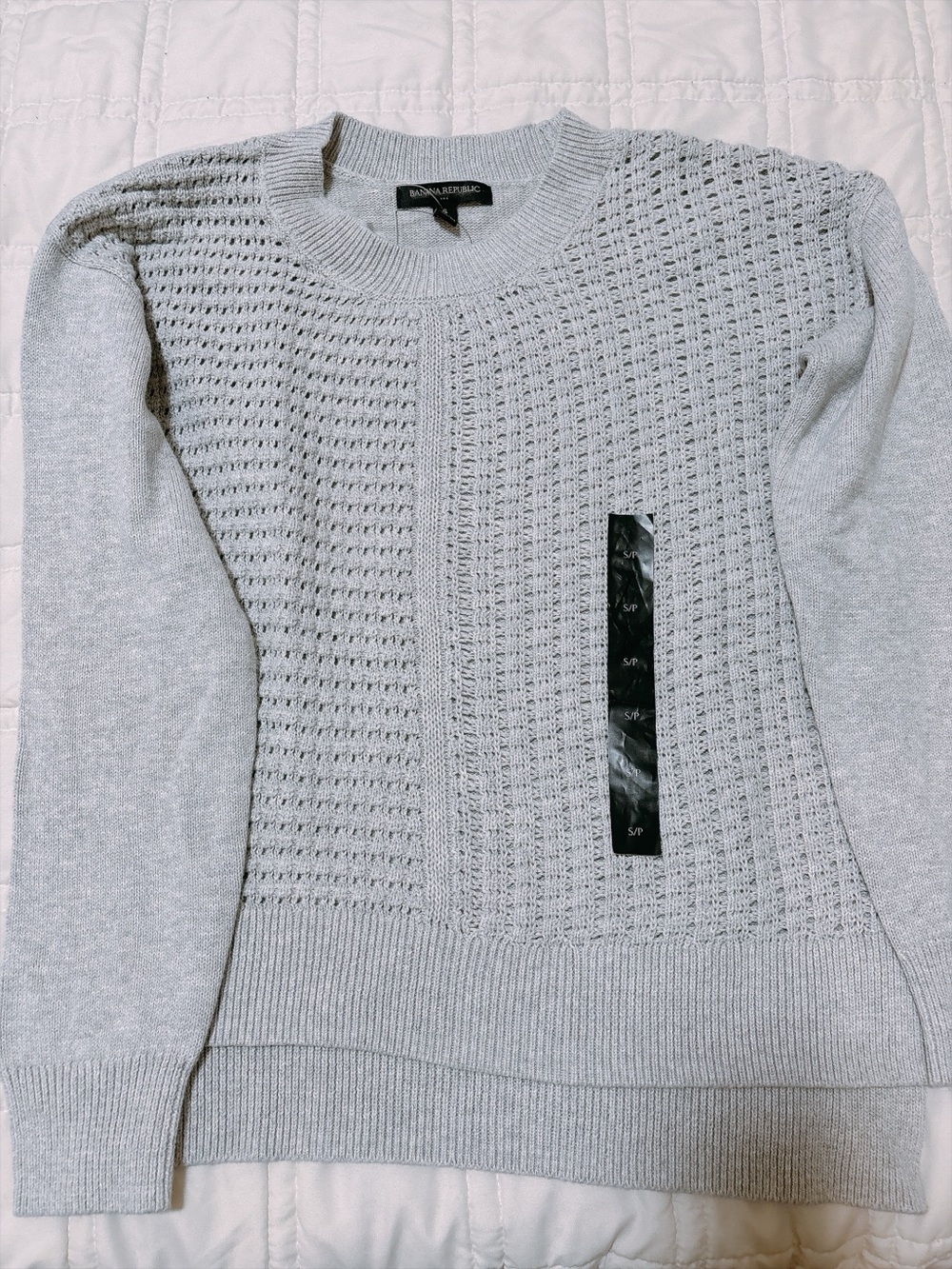 Banana Republic Light Gray Textured Crewneck Sweater